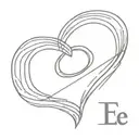 fingerprint heart with the letter E tattoo design idea