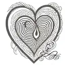 finger print heart with the letter E  tattoo design idea