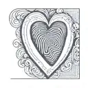 finger print heart with the letter E  tattoo design idea