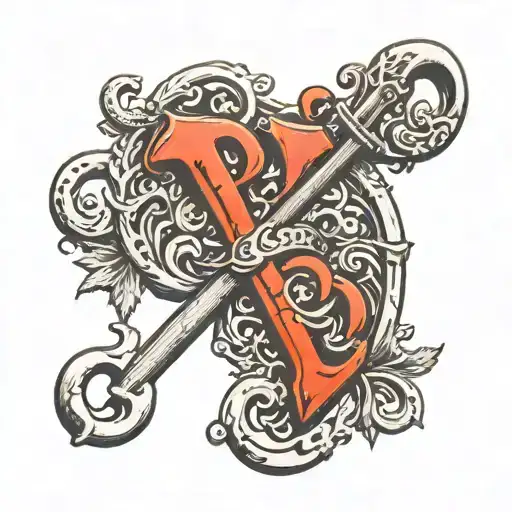 a skeleton key with the letters "P" "A" and "L" hidden in it  tattoo design idea