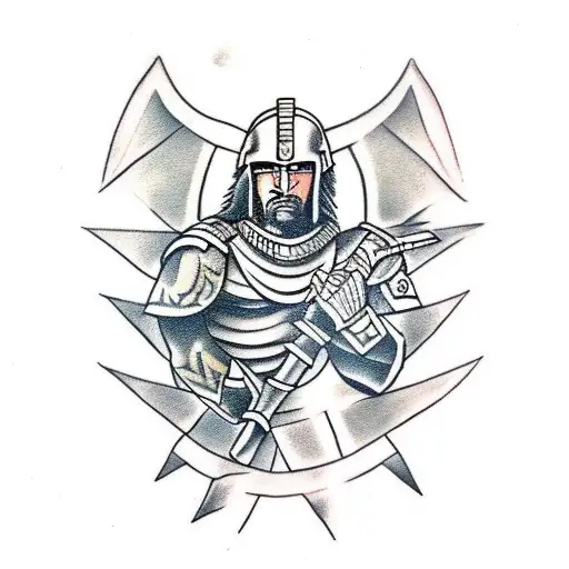 Spartan warrior with wolf tattoo design idea