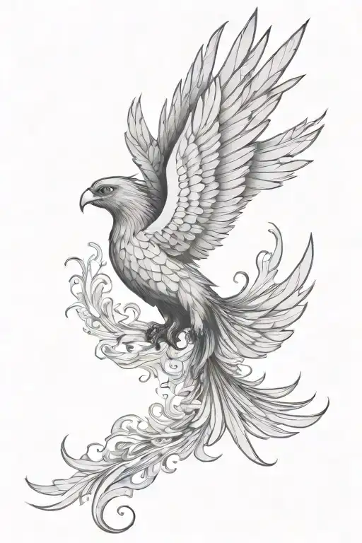 phoenix flying tattoo design idea