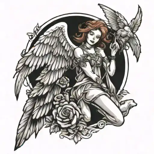 angel and #3 tattoo design idea