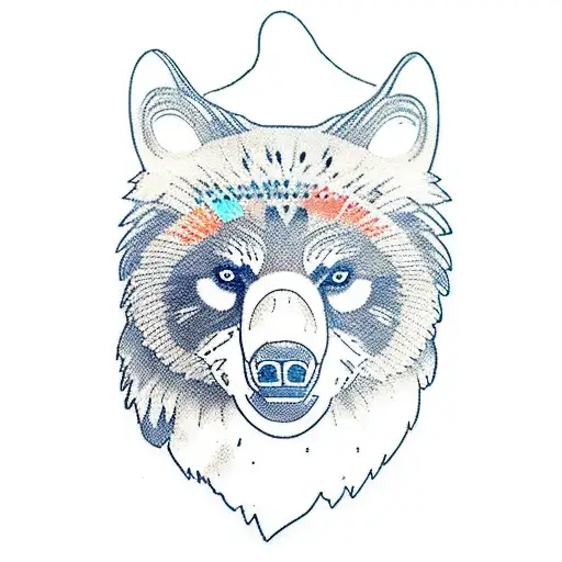 My life journey through animals falcon, bear and wolf tattoo design idea