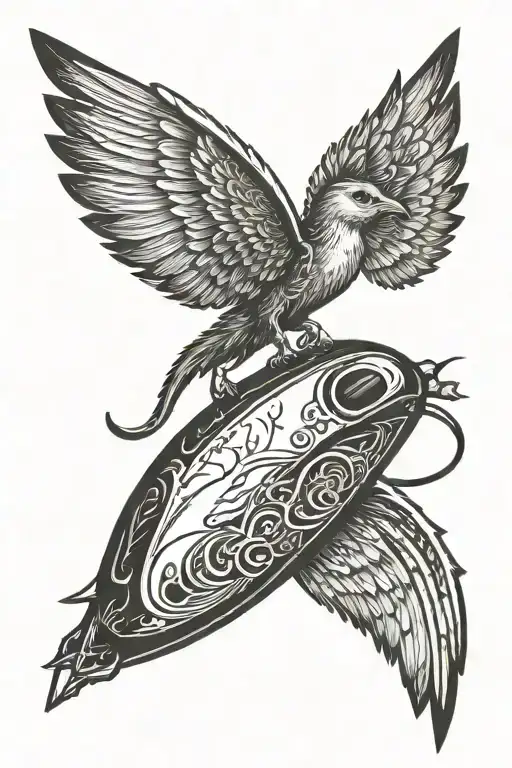 computer mouse with wings flying tattoo design idea