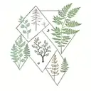 aspen trees and ferns and diamond shape tattoo design idea