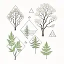 aspen trees and ferns and diamond shape tattoo design idea