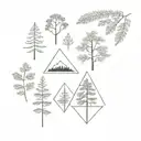 aspen trees and ferns and diamond shape tattoo design idea