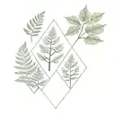 aspen trees and ferns and diamond shape tattoo design idea