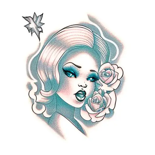 Black Barbie Phrase with Rose tattoo design idea