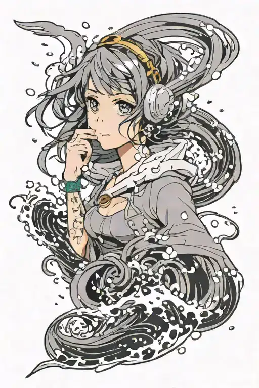 Gray eyes - dawn, steamboat siren, rain, separation, gray trace behind the screw of running foam. tattoo design idea