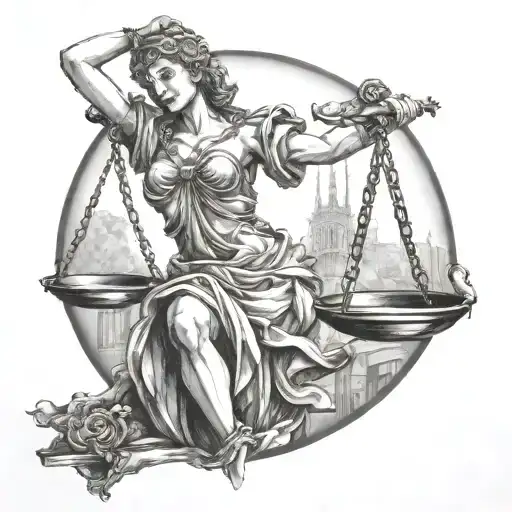 Lady Justice with a modern twist tattoo design idea