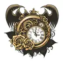 clock with the time 8:29 on the clock and the hour hand spells out Josie and the minute hand spells out eternity tattoo design idea