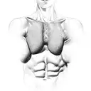 Torso with abs, armpits and nipples of youth in male teenagers. Timothee Chalamet body type tattoo design idea