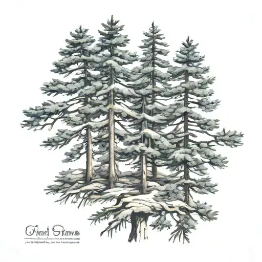 5 pine trees representing a family tattoo design idea