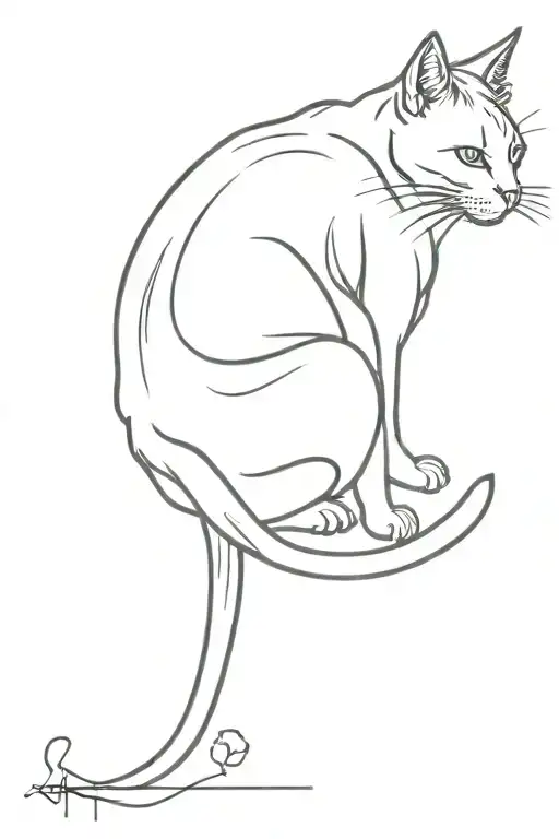 Cat and Karma spinal tattoo tattoo design idea
