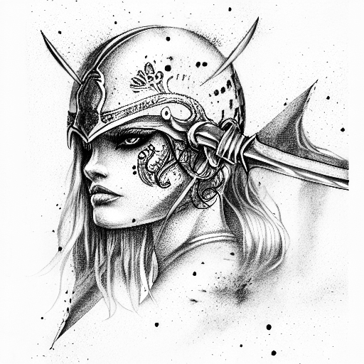 woman, sword, warrior Spartan  tattoo design idea