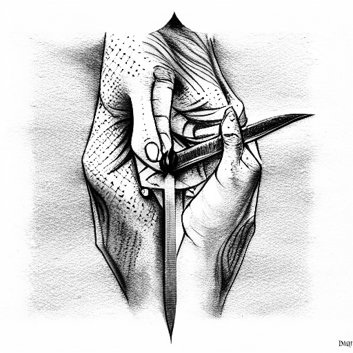 woman, hands, sword, warrior tattoo design idea