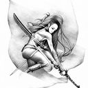 woman, sword, warrior tattoo design idea