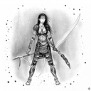 woman, sword, warrior tattoo design idea