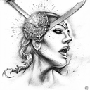 woman, sword, warrior Spartan  tattoo design idea