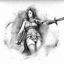 woman, sword, warrior Spartan  tattoo design idea