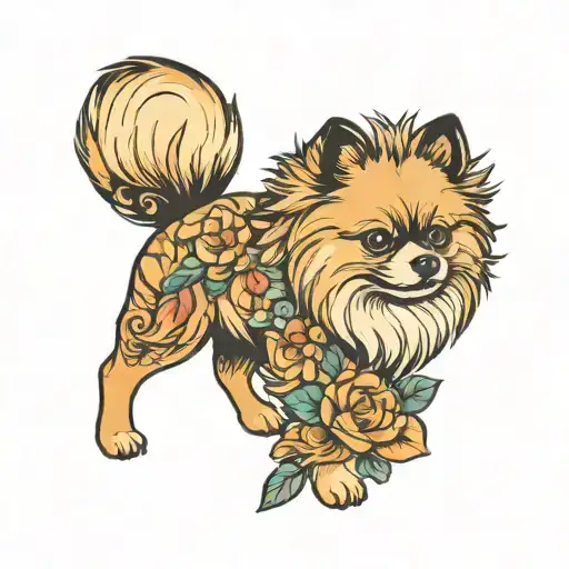 Pomeranian tattoo design idea