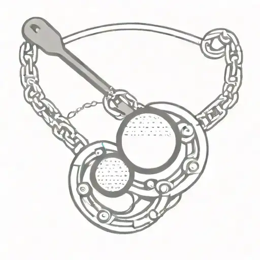 A minimalist design of a golf club and ball intertwined with a motorcycle chain, symbolizing your diverse interests in golf and motorcycles tattoo design idea