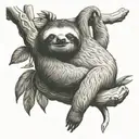 sloth peacefully hanging tattoo design idea
