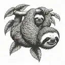sloth peacefully hanging tattoo design idea