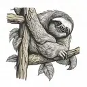 sloth peacefully hanging tattoo design idea