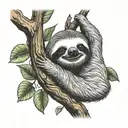 sloth peacefully hanging tattoo design idea
