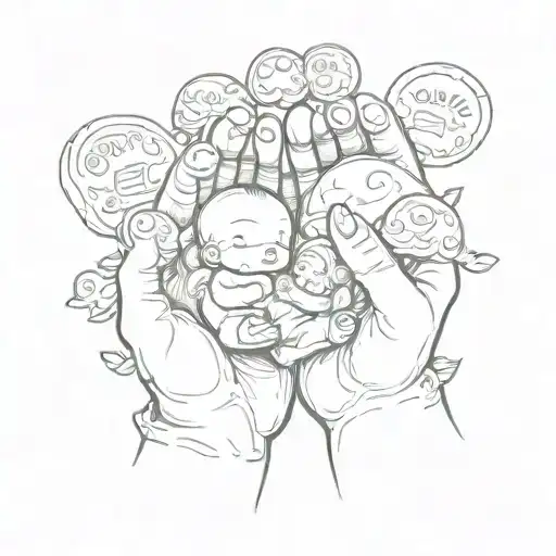 two hands holding a baby with the words there are things that money can't buy tattoo design idea