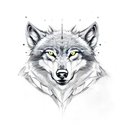 three agressive Wolf heads tattoo design idea