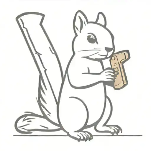 squirrel holding a hammer tattoo design idea