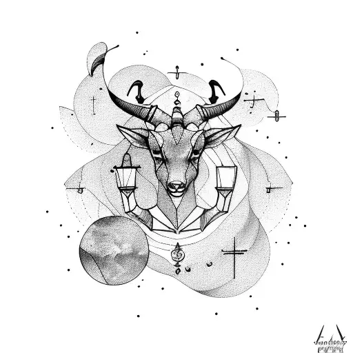 Capricorn constellation half sleeve  tattoo design idea