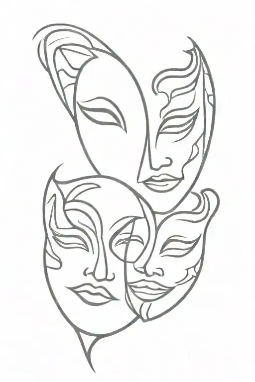 drama masks tattoo design idea