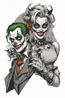 laugh now cry later joker harley quinn tattoo design idea