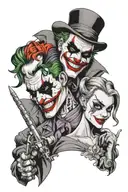 laugh now cry later joker harley quinn tattoo design idea