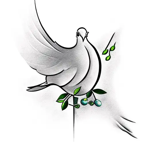 A dove with an olive branch representing peace and hope after enduring hardships tattoo design idea