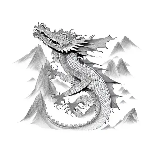 sleeping dragon mountains  tattoo design idea