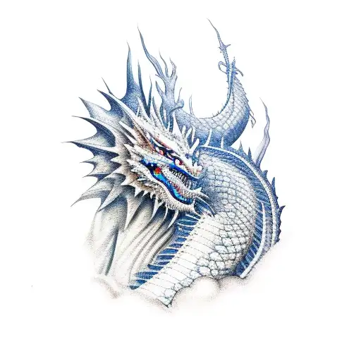 sleeping dragon body made of mountains  tattoo design idea