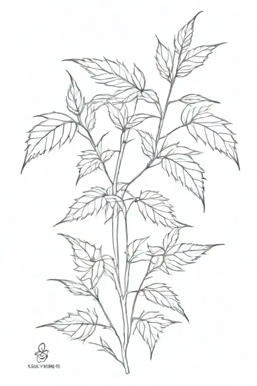 weed plant growing tattoo design idea