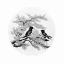 magpies & v-xi-xvii & xii-ix-xxi & Washington dc & cherry blossoms & sleeve tattoo design idea