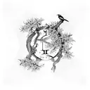 magpies & Roman numerals & Washington dc & cherry blossoms & sleeve tattoo design idea