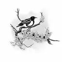 magpies & Roman numerals & Washington dc & cherry blossoms & sleeve tattoo design idea