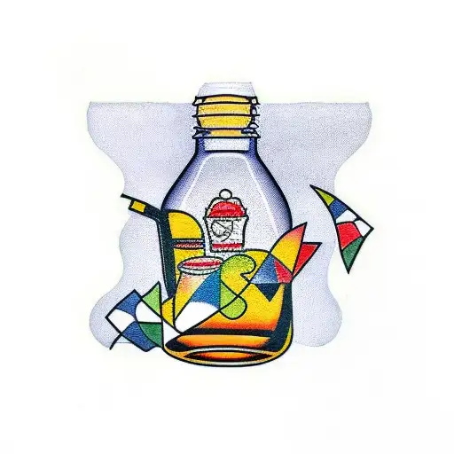 recovery, addition, bottle, small, patchwork,   tattoo design idea