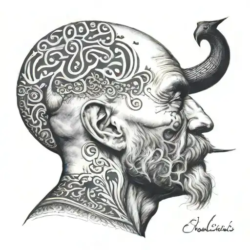 I am bald, with a shadow of a beard, I am 1.75 taller, I weigh 75 kilos, my name is Charles, I am 60 years old and I look 50, I enjoy tattoo design idea