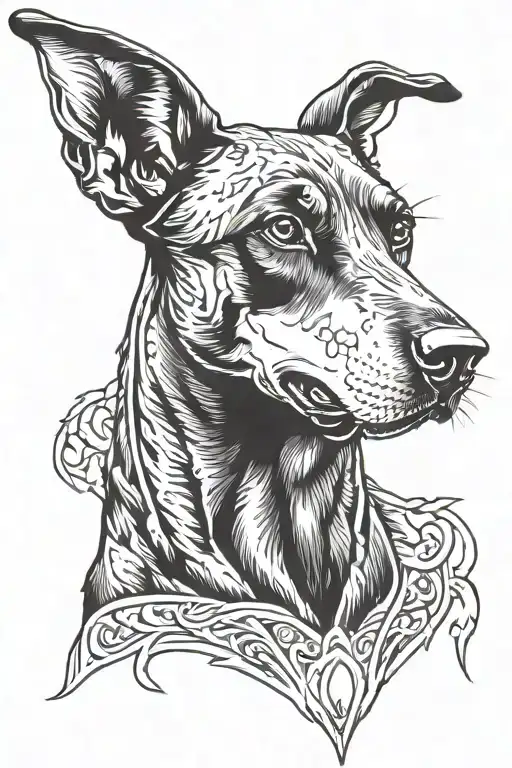 angry doberman dog tattoo design idea
