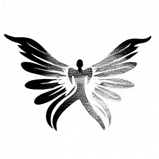 a silhouette of a angel with broken wings tattoo design idea